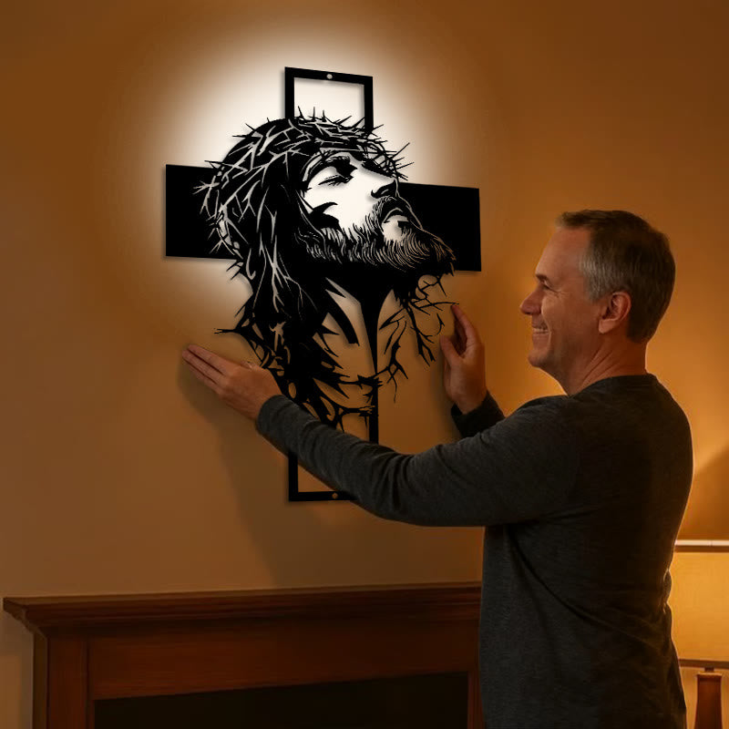 Christianartworkshop Decorazione murale in metallo con croce di Gesù e corona di spine: una sincera dichiarazione di fede  - image 1