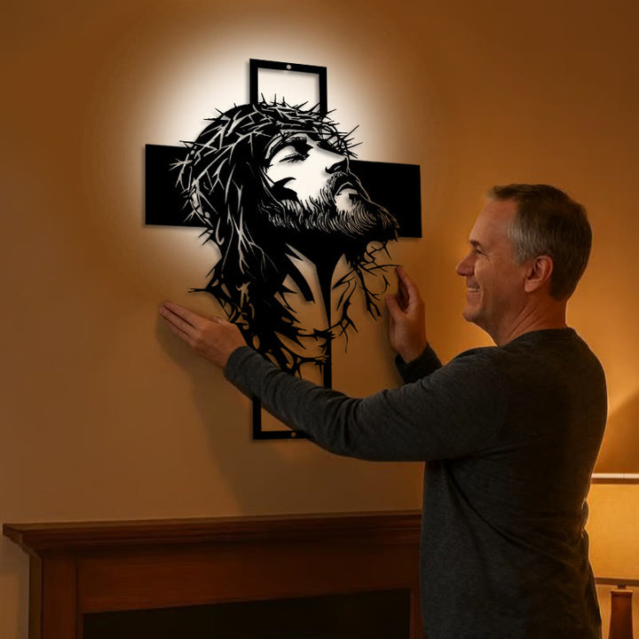 Christianartworkshop Decorazione murale in metallo con croce di Gesù e corona di spine: una sincera dichiarazione di fede  - image 1