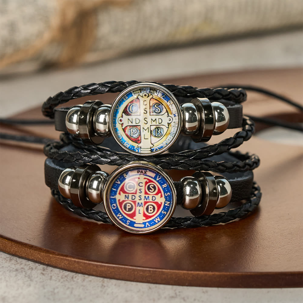 Bracciale regolabile multicolore di San Benedetto Christianartworkshop : un simbolo contro la negatività e la paura - image 0