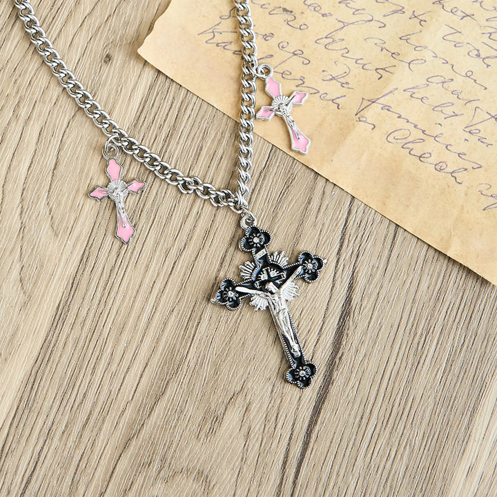 Christianartworkshop Collana con ciondolo a tripla croce, realizzata a mano in stile classico e colorato - image 6
