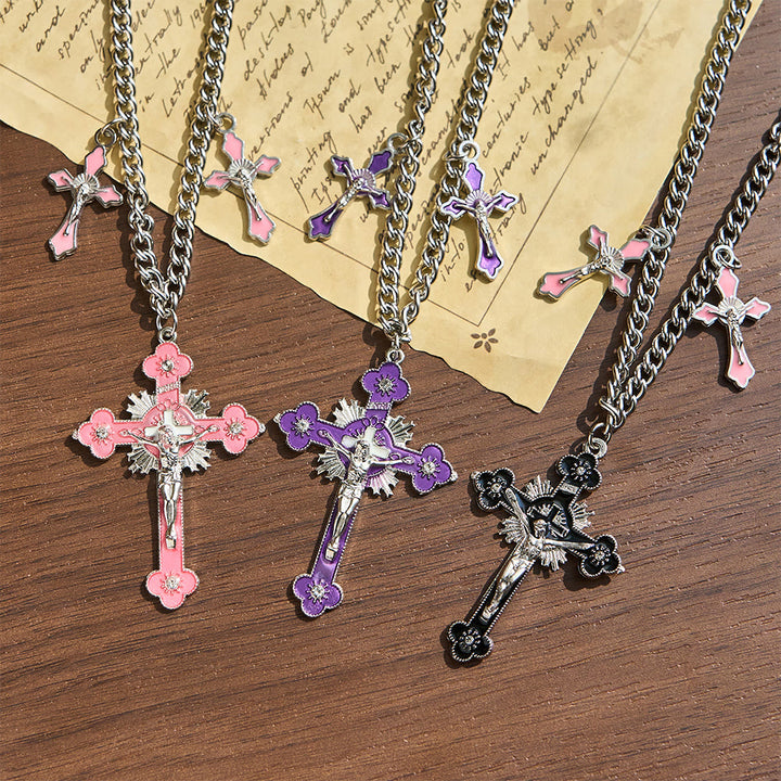 Christianartworkshop Collana con ciondolo a tripla croce, realizzata a mano in stile classico e colorato - image 0