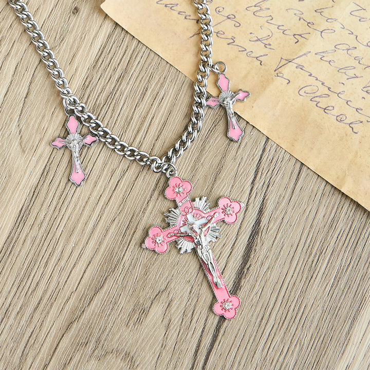 Christianartworkshop Collana con ciondolo a tripla croce, realizzata a mano in stile classico e colorato - image 4
