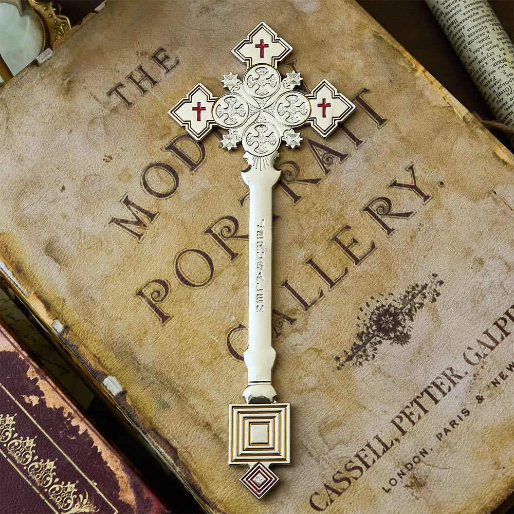 Christianartworkshop Croce di Gerusalemme in stile classico con benedizione regale a forma di croce - Argento - image 0