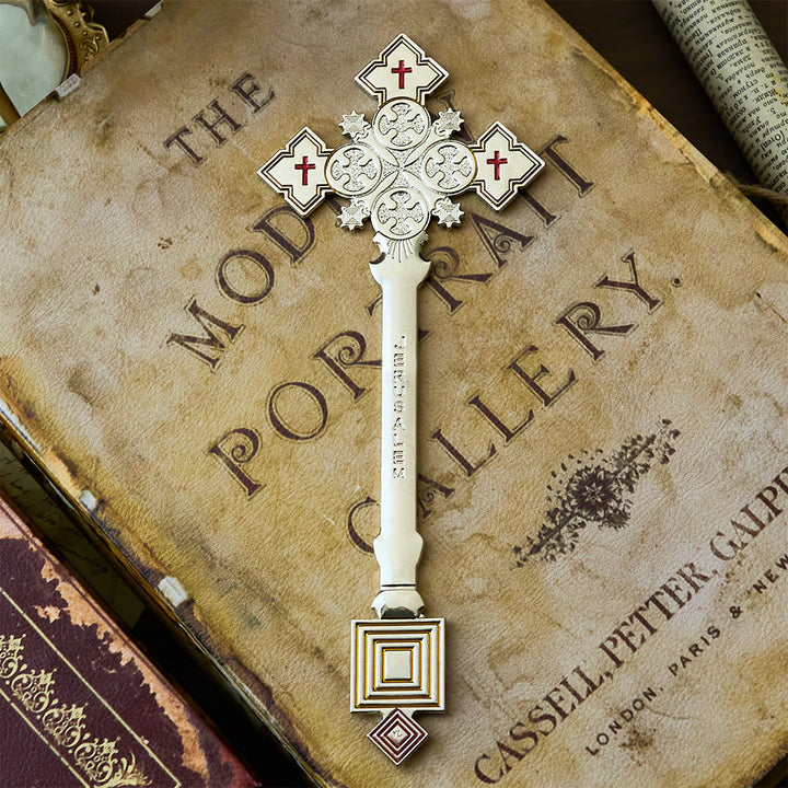 Christianartworkshop Croce di Gerusalemme in stile classico con benedizione regale a forma di croce - Argento - image 0
