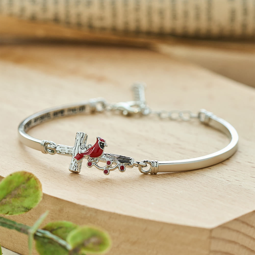 Braccialetto regolabile con croce cardinale e uccello rosso Christianartworkshop - Argento - image 0