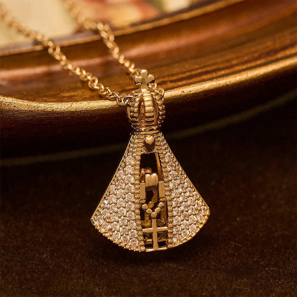 Christianartworkshop Collana con pendente di protezione divina in stile classico Nossa Senhora Aparecida - image 1