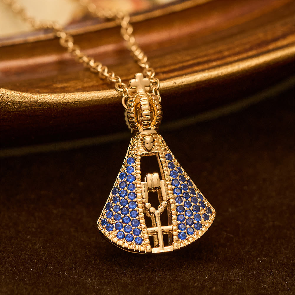 Christianartworkshop Collana con pendente di protezione divina in stile classico Nossa Senhora Aparecida - Nossa Senhora Aparecida(lato AB) - image 0
