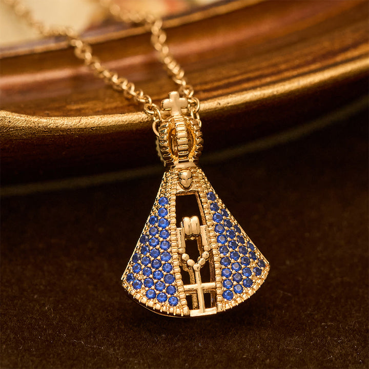 Christianartworkshop Collana con pendente di protezione divina in stile classico Nossa Senhora Aparecida - Nossa Senhora Aparecida(lato AB) - image 0