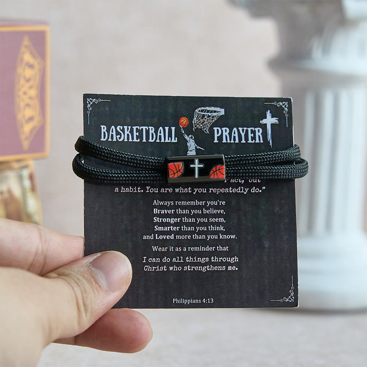 Christianartworkshop Braccialetto con croce in paracord per basket, calcio e baseball: compagno di fede e sport - Pallacanestro - image 0