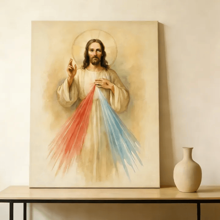 Christianartworkshop Stampa artistica da parete di Gesù della Divina Misericordia: raggi di compassione e pace per il tuo santuario domestico - image 0