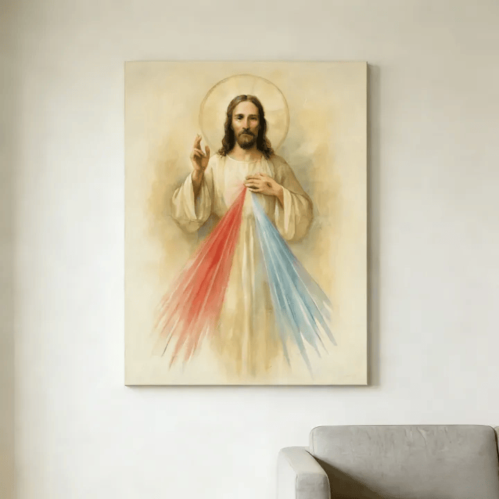 Christianartworkshop Stampa artistica da parete di Gesù della Divina Misericordia: raggi di compassione e pace per il tuo santuario domestico - image 2