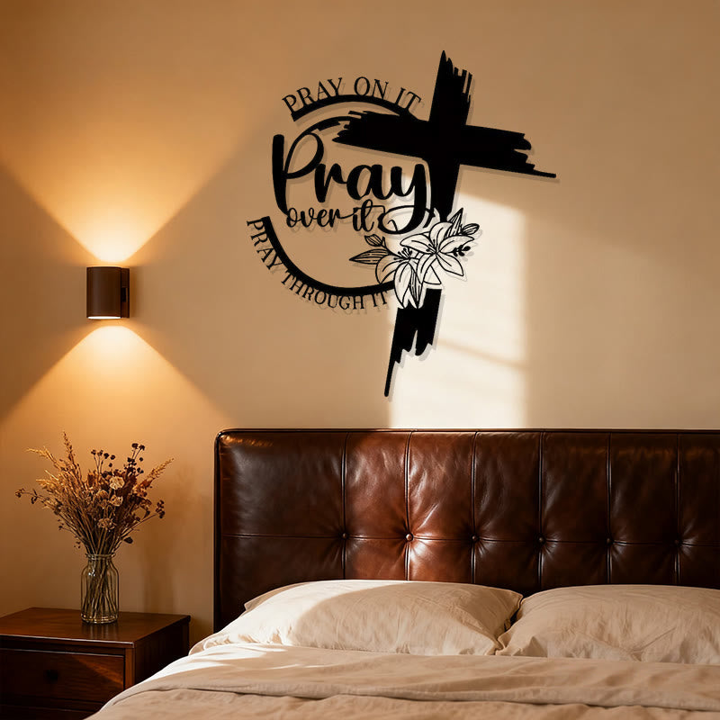 Christianartworkshop Decorazione murale in metallo in stile moderno con citazione "Prega per questo" - image 1