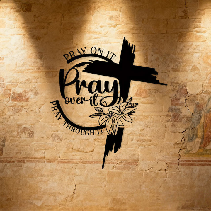 Christianartworkshop Decorazione murale in metallo in stile moderno con citazione "Prega per questo" - image 3