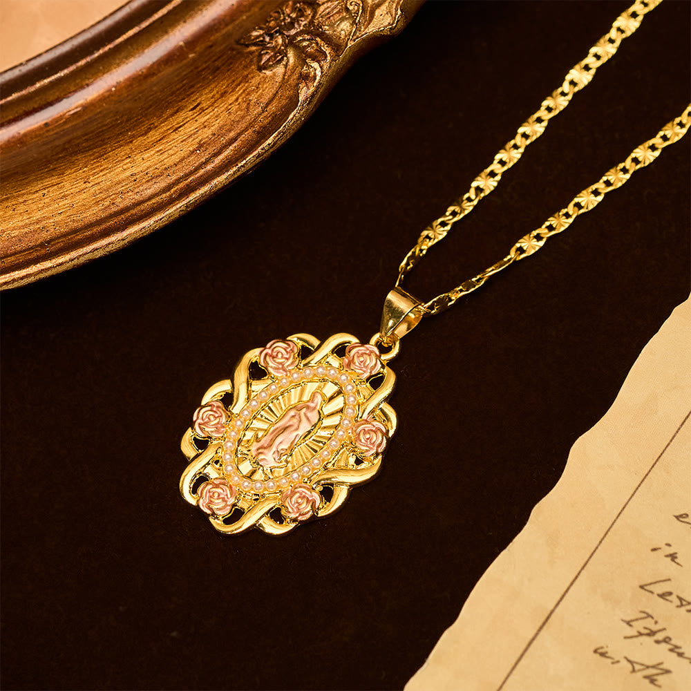 Christianartworkshop Collana ovale con accenti rosa della Madonna: un promemoria quotidiano della sua intercessione - image 4