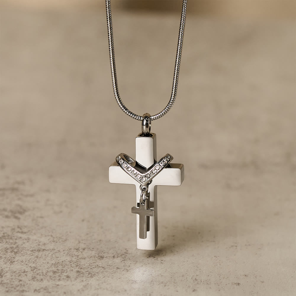 Christianartworkshop Collana con croce interna staccabile: fonda la tua fede nell'amore che trascende - Argento - image 4