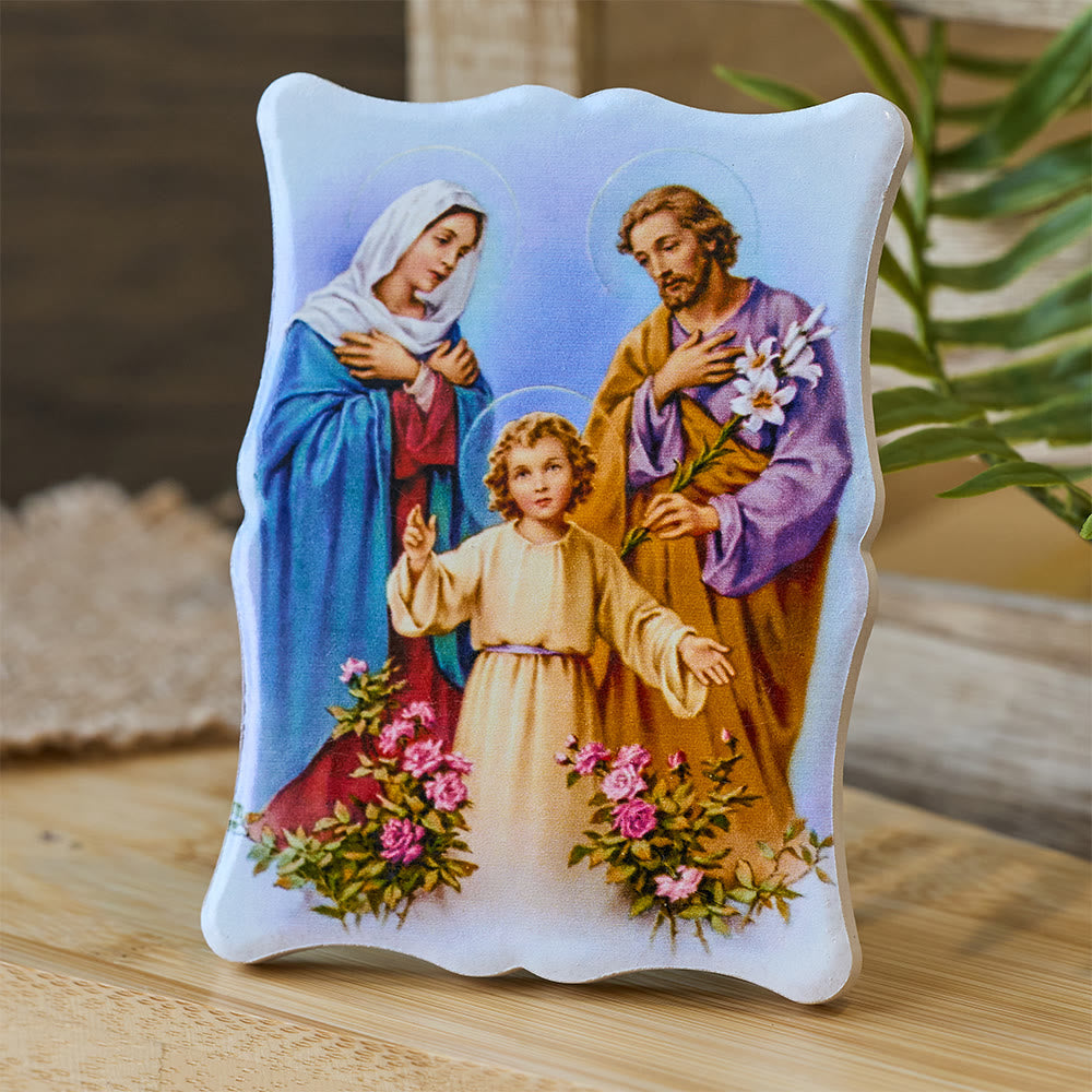 Christianartworkshop Vibrante ornamento in ceramica della Sacra Famiglia: un simbolo di amore e grazia familiare - Sacra Famiglia - image 0