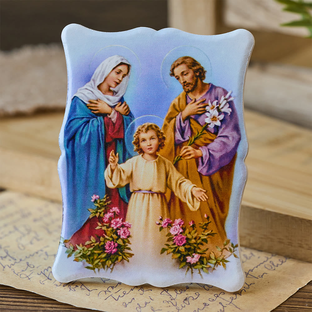 Christianartworkshop Vibrante ornamento in ceramica della Sacra Famiglia: un simbolo di amore e grazia familiare - image 4