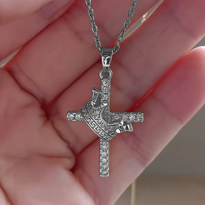 Christianartworkshop Collana con croce e corona scintillanti (2 misure): incarna la fede e la devozione regale - image 11