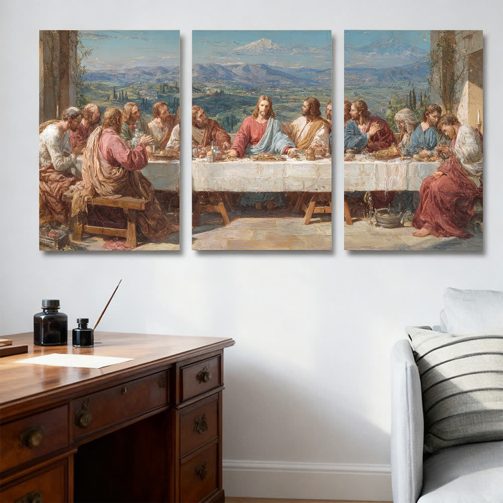 Christianartworkshop - Set di quadri su tela "Festa sacra con Gesù nella valle serena": sereno compagno della grazia domestica - image 1