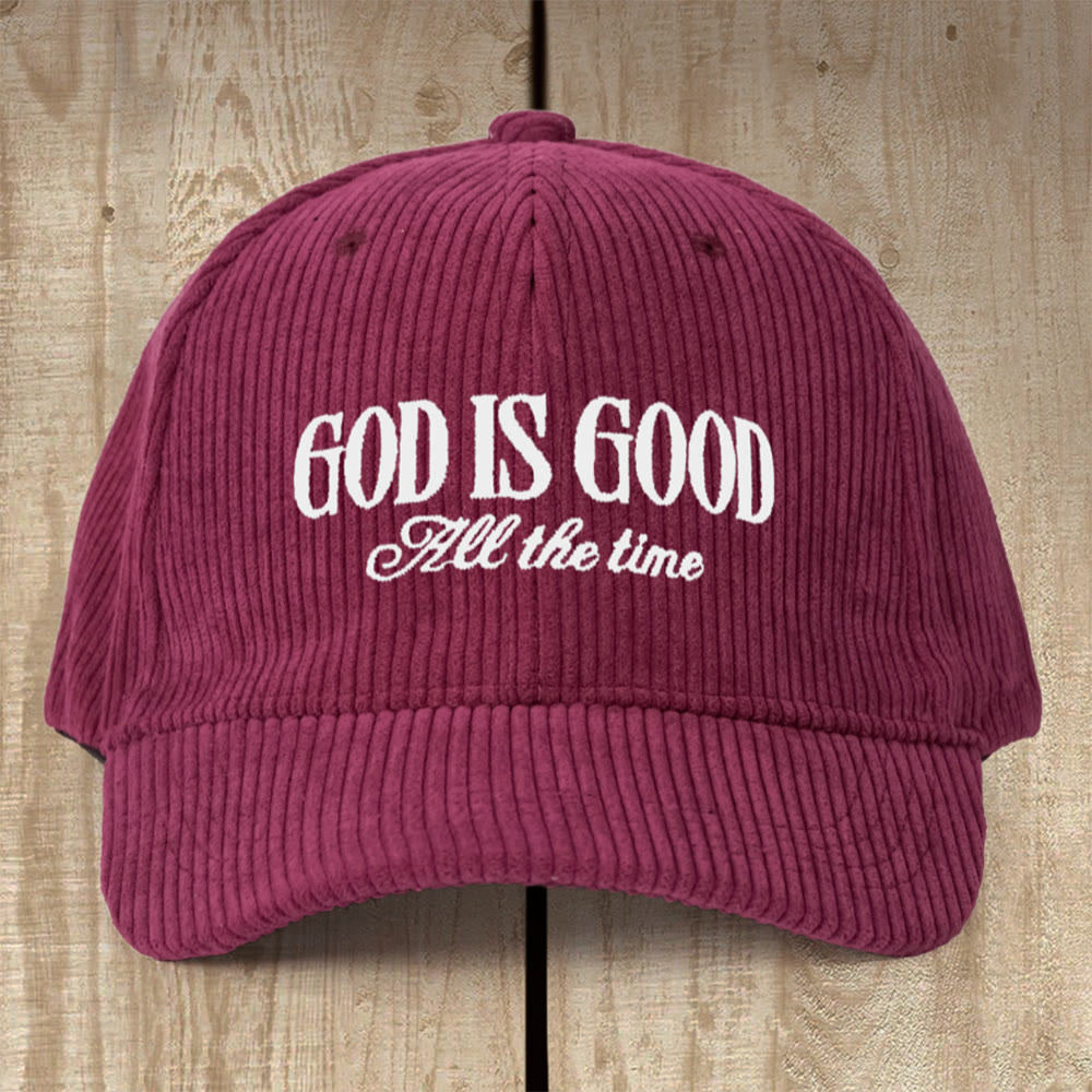 Christianartworkshop Cappellino in velluto a coste "Dio è buono": un promemoria quotidiano della sua costante bontà - Vino - image 0