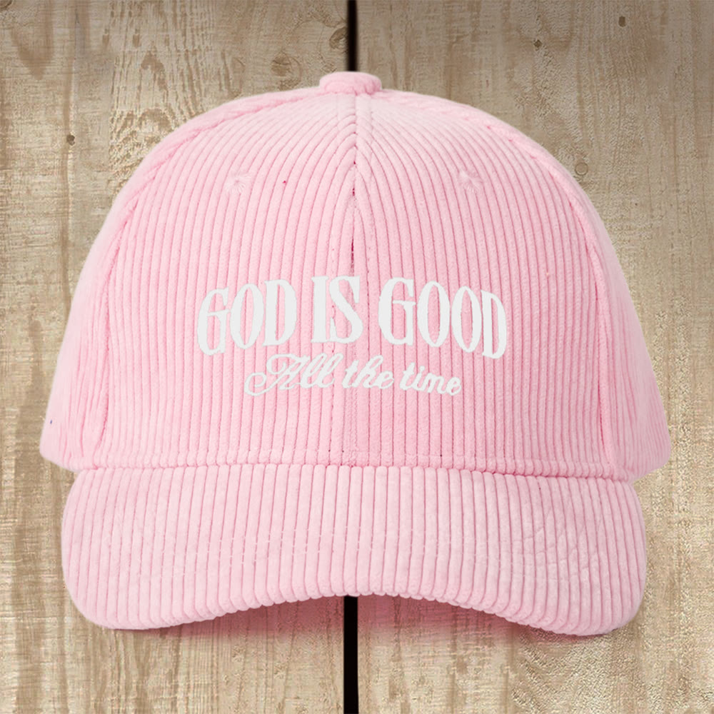 Christianartworkshop Cappellino in velluto a coste "Dio è buono": un promemoria quotidiano della sua costante bontà - Rosa - image 2