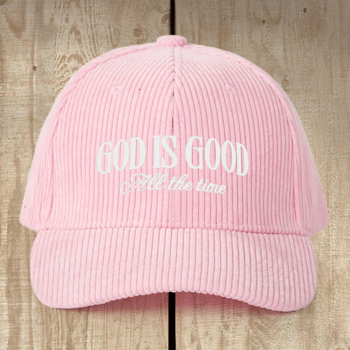 Christianartworkshop Cappellino in velluto a coste "Dio è buono": un promemoria quotidiano della sua costante bontà - Rosa - image 2