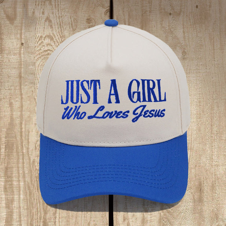 Christianartworkshop Cappellino da baseball strutturato Just A Girl Who Loves Jesus: indossa la tua devozione con orgoglio - Blu reale - image 8