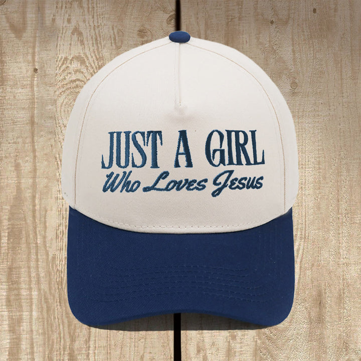 Christianartworkshop Cappellino da baseball strutturato Just A Girl Who Loves Jesus: indossa la tua devozione con orgoglio - Blu navy - image 9