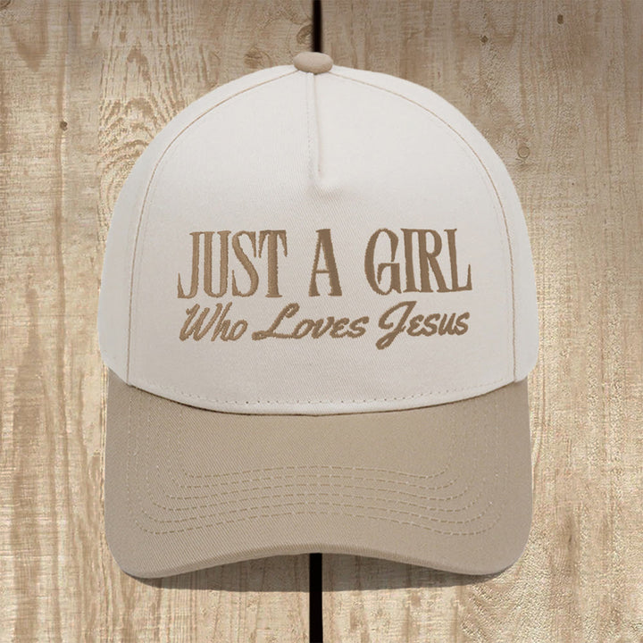 Christianartworkshop Cappellino da baseball strutturato Just A Girl Who Loves Jesus: indossa la tua devozione con orgoglio - Cachi - image 5