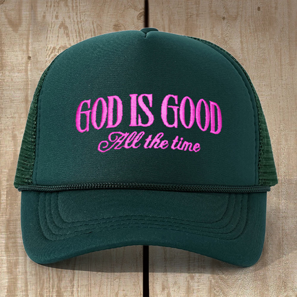Christianartworkshop Cappellino da camionista multicolore "Dio è buono": fonda la tua fede nel suo amore immutabile - Verde scuro - image 0