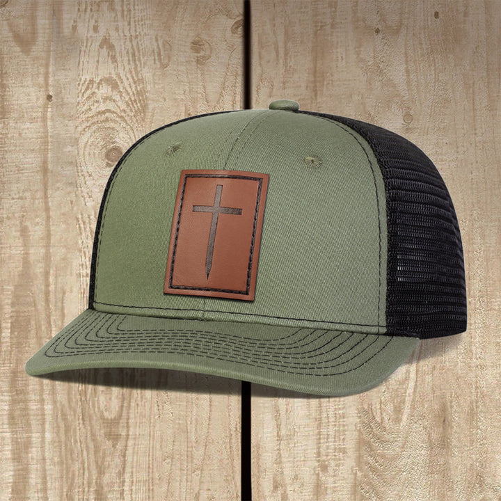 Christianartworkshop Cappellino da camionista Rugged Cross: una testimonianza di fede sicura nella vita quotidiana - Verde militare - image 4