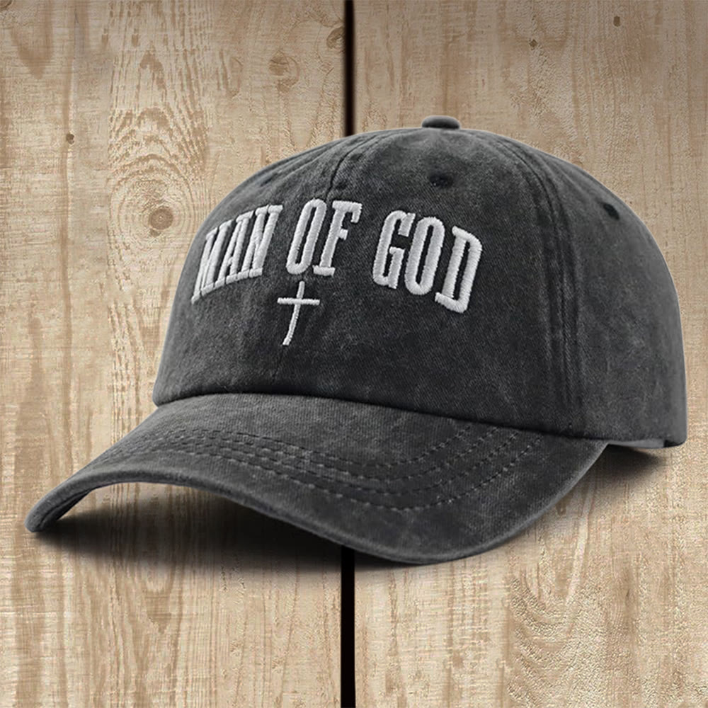 Christianartworkshop Cappellino da baseball in cotone lavato "Man of God": indossa con orgoglio la tua identità divina - Nero - image 0