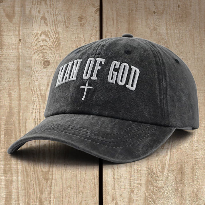 Christianartworkshop Cappellino da baseball in cotone lavato "Man of God": indossa con orgoglio la tua identità divina - Nero - image 0