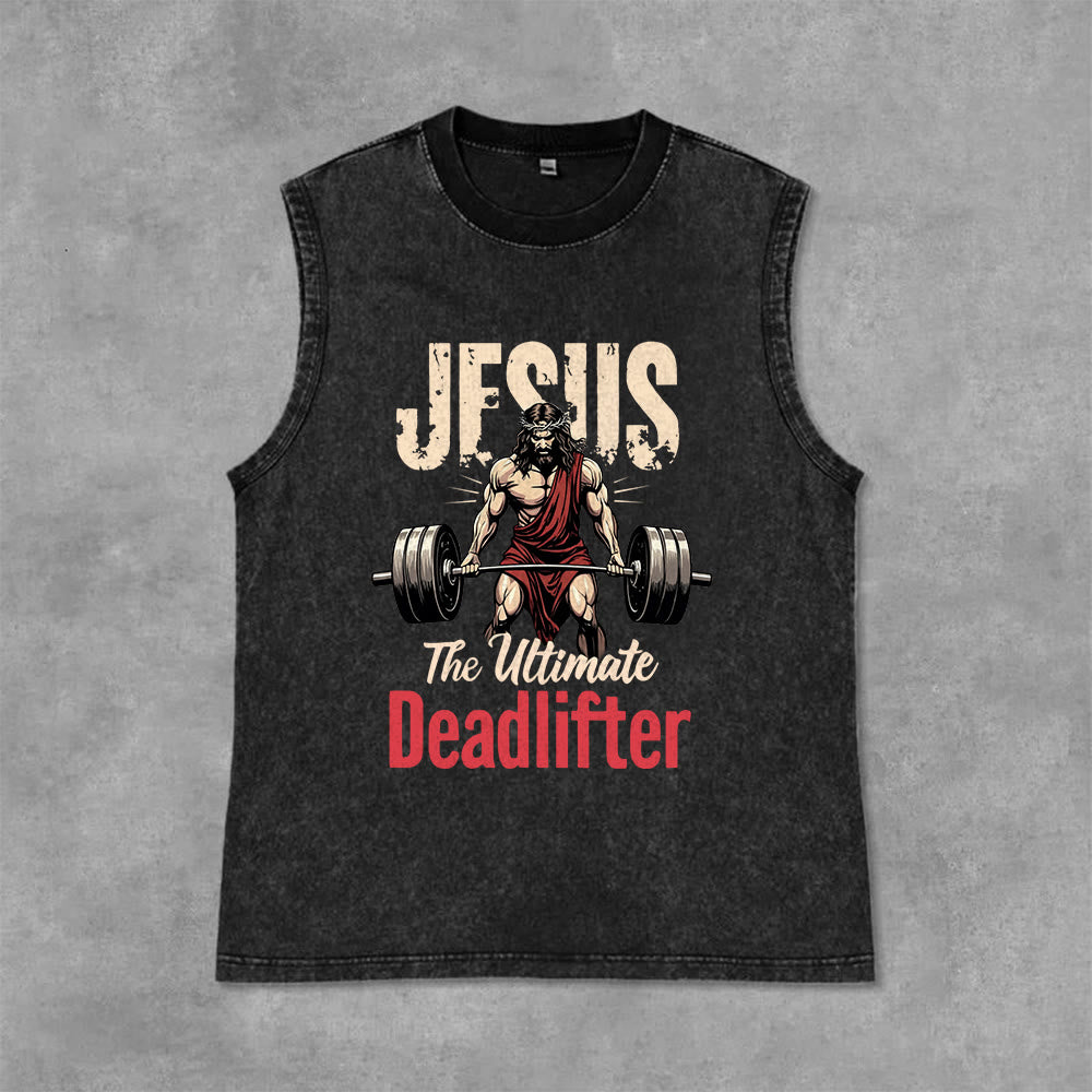 Christianartworkshop Jesus The Ultimate Deadlifter Canotta unisex lavata - Nero - 2XL - image 1
