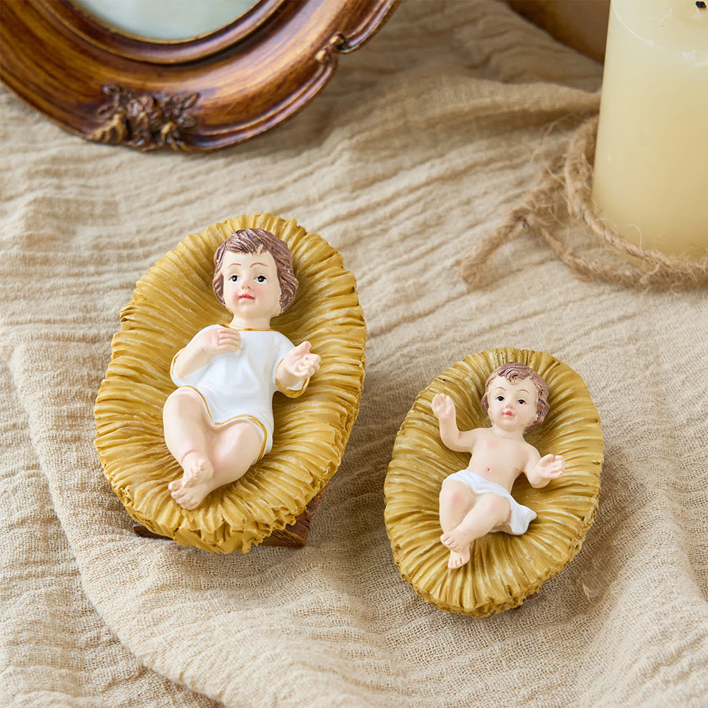 Christianartworkshop Collezione di statuette realistiche del Bambino Gesù nella mangiatoia: un simbolo del sacro miracolo della nascita - image 3