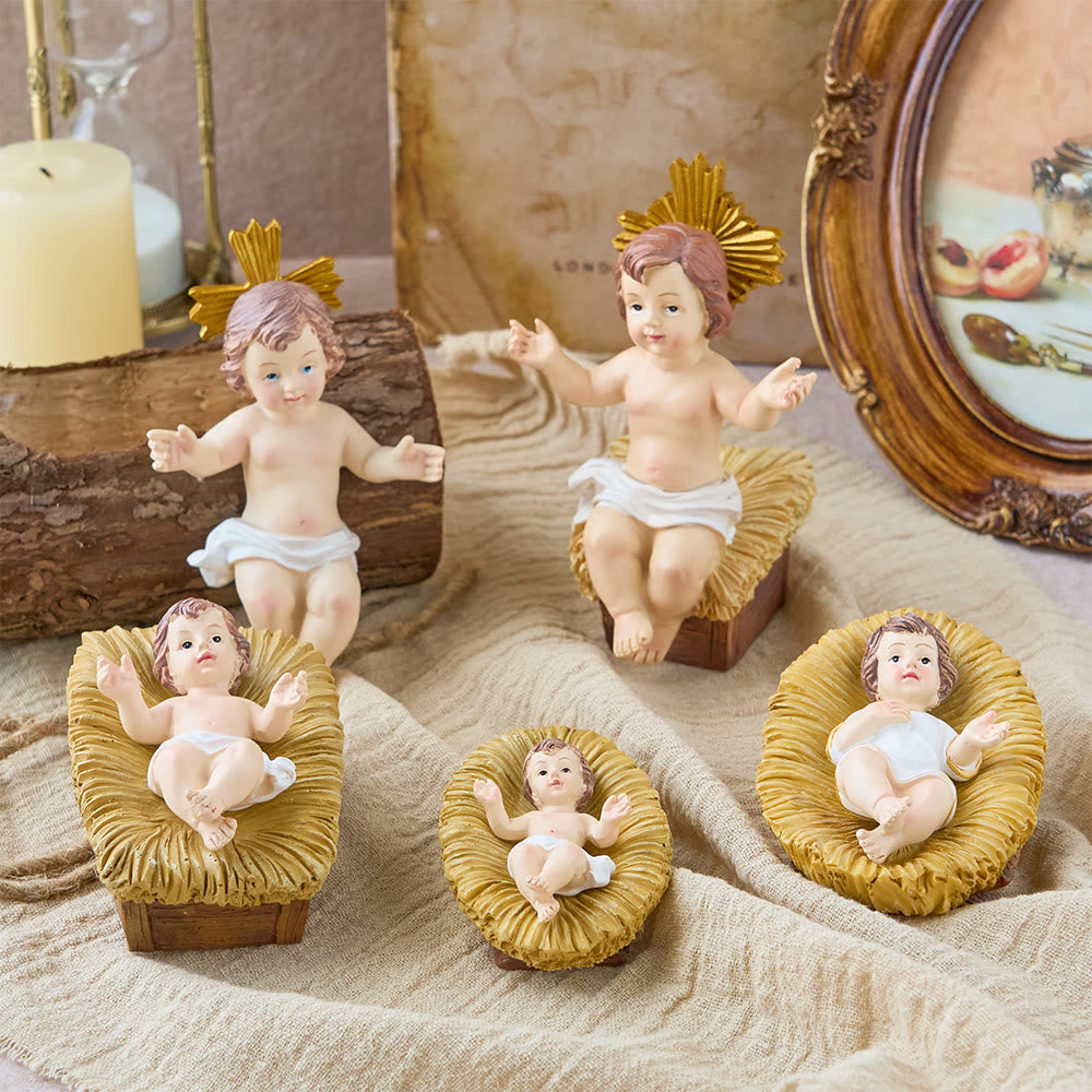 Christianartworkshop Collezione di statuette realistiche del Bambino Gesù nella mangiatoia: un simbolo del sacro miracolo della nascita - image 1
