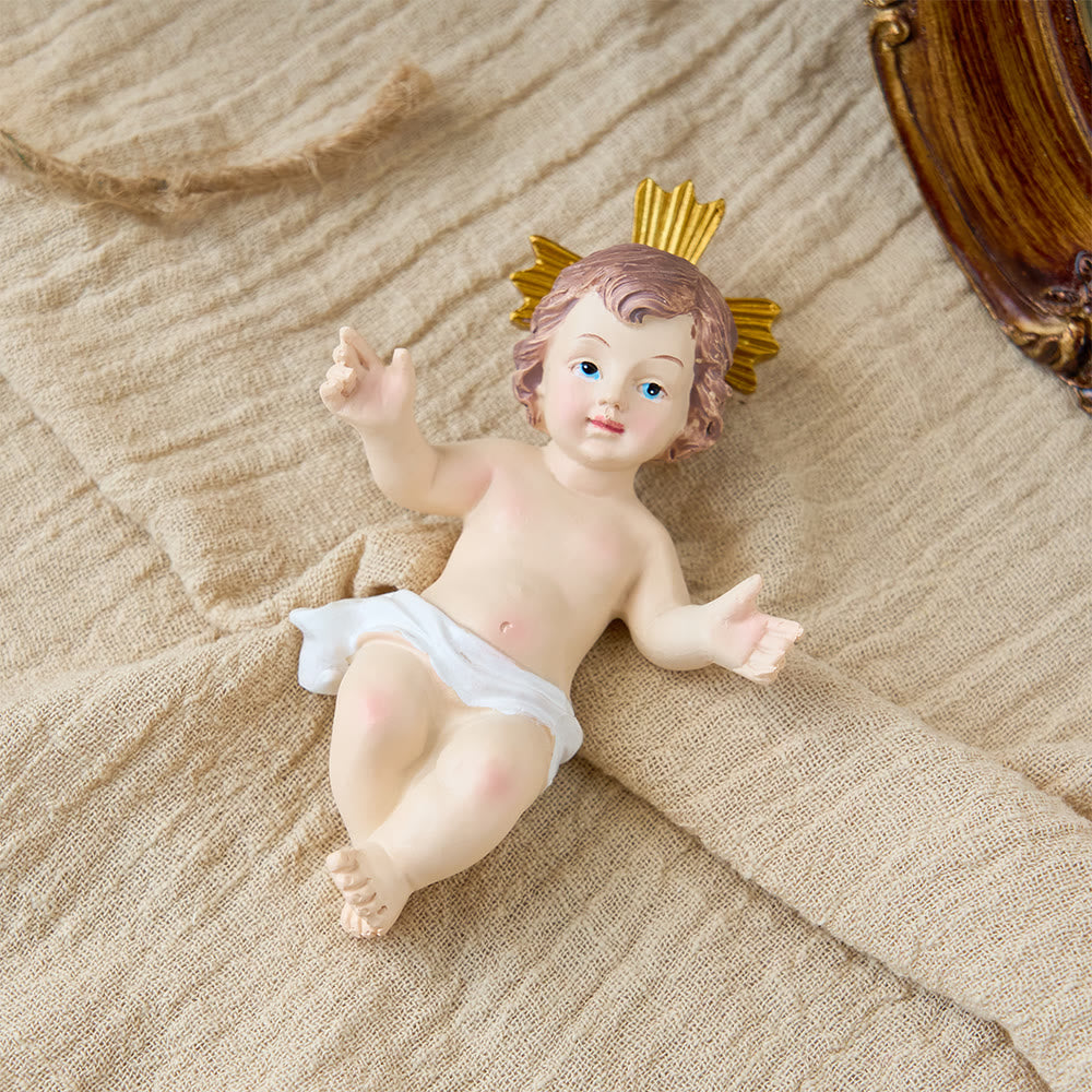 Christianartworkshop Collezione di statuette realistiche del Bambino Gesù nella mangiatoia: un simbolo del sacro miracolo della nascita - Santo Bambino con Croce - image 5
