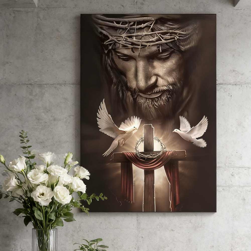 Christianartworkshop Stampa artistica da parete con sacrificio sacro e colomba: un simbolo di amore redentore e pace - image 1