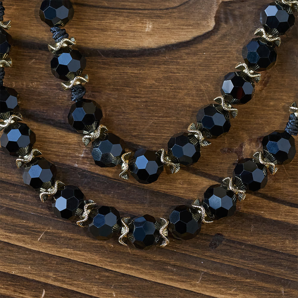 Christianartworkshop Elegante rosario in vetro sfaccettato nero con croce smaltata rossa della Madonna - image 8