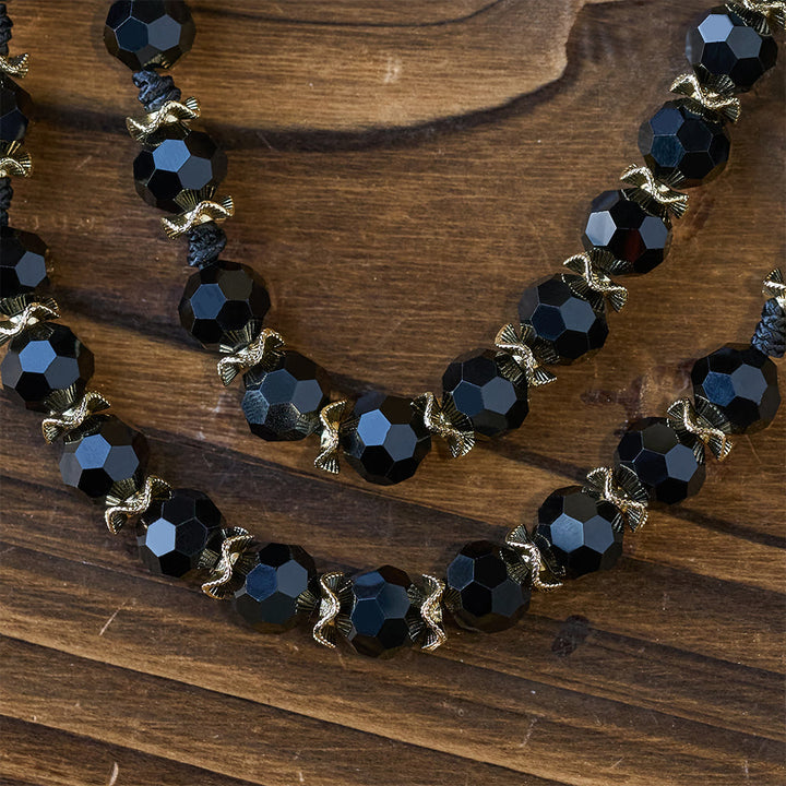 Christianartworkshop Elegante rosario in vetro sfaccettato nero con croce smaltata rossa della Madonna - image 8