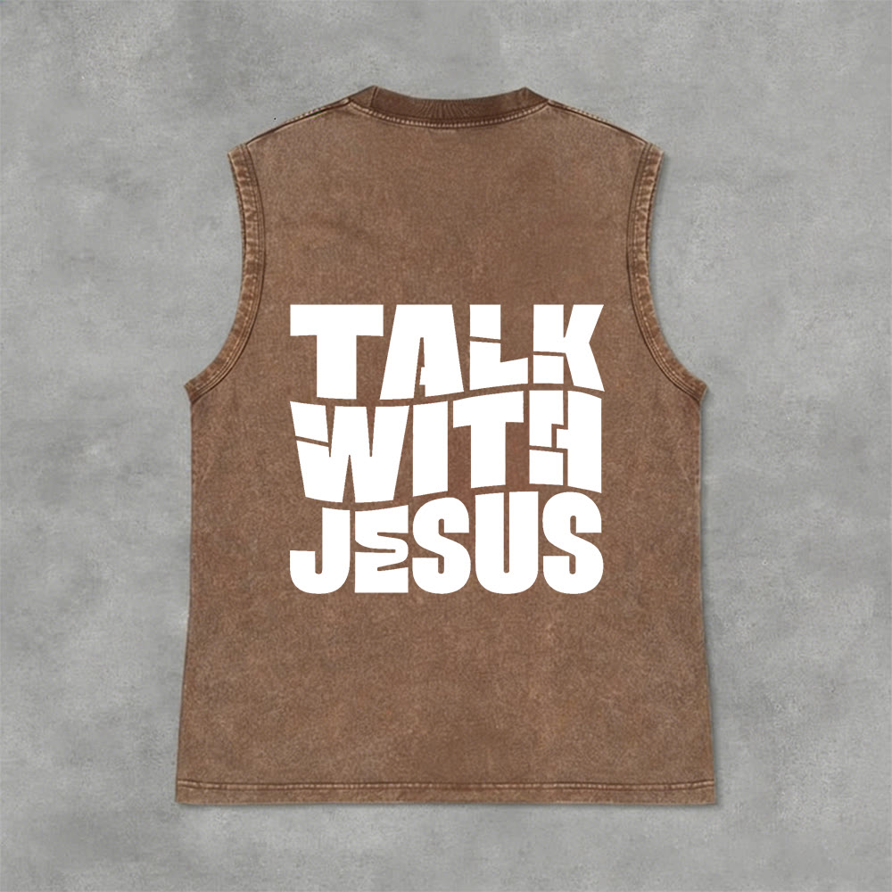 Christianartworkshop Canotta unisex lavata con scritta "Talk With Jesus" (Parla con Gesù): un simbolo di devozione quotidiana - image 23