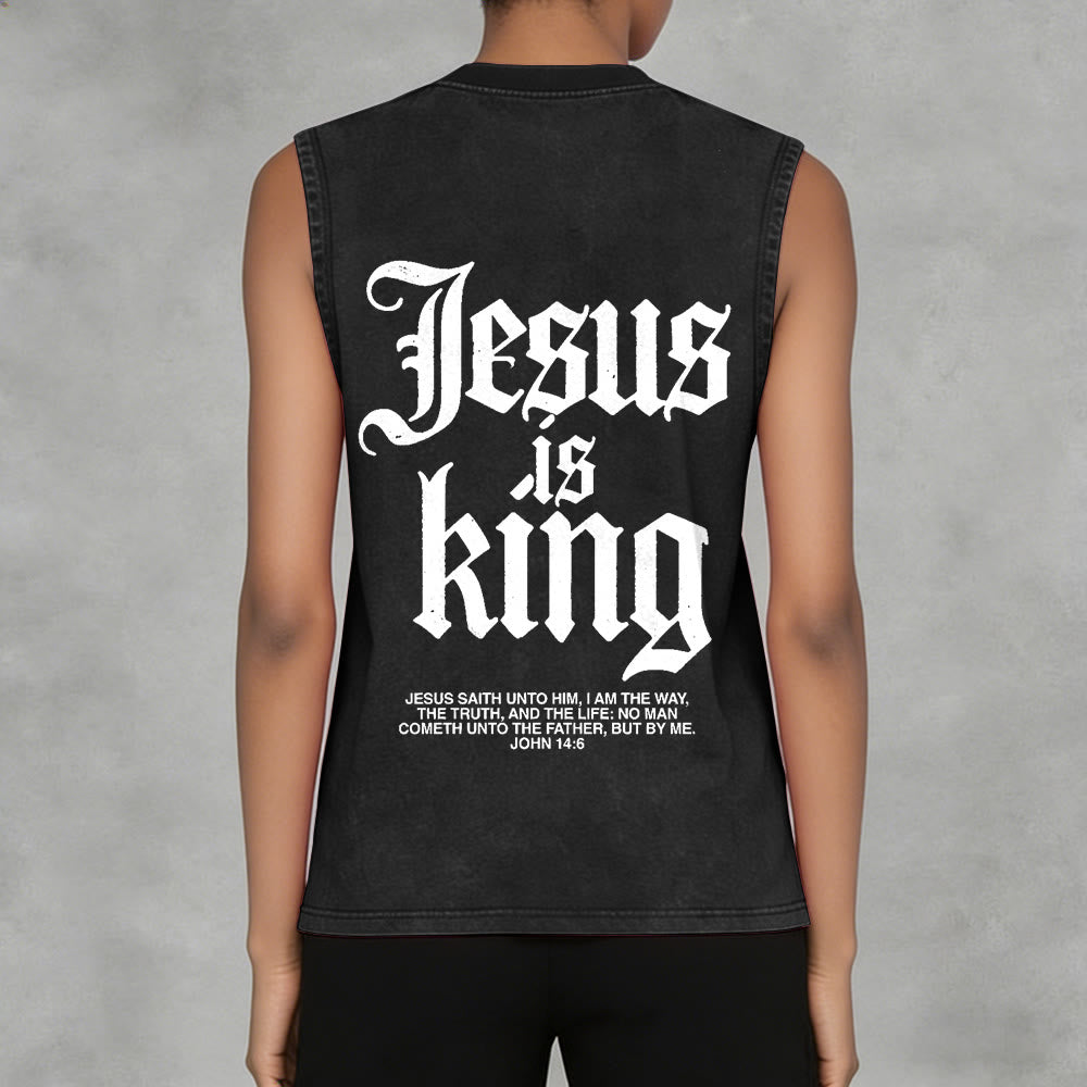 Christianartworkshop Canotta unisex lavata con scritta Jesus Is King Gothic - image 2