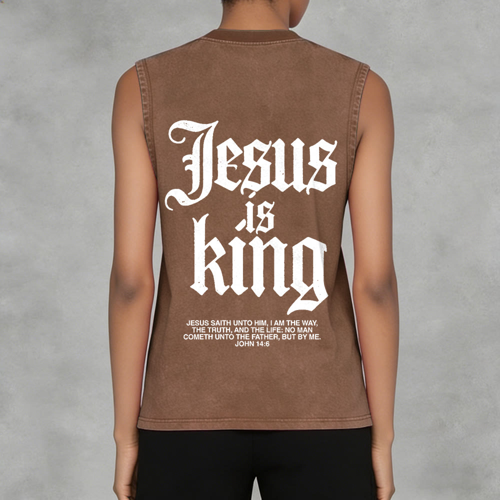 Christianartworkshop Canotta unisex lavata con scritta Jesus Is King Gothic - image 14