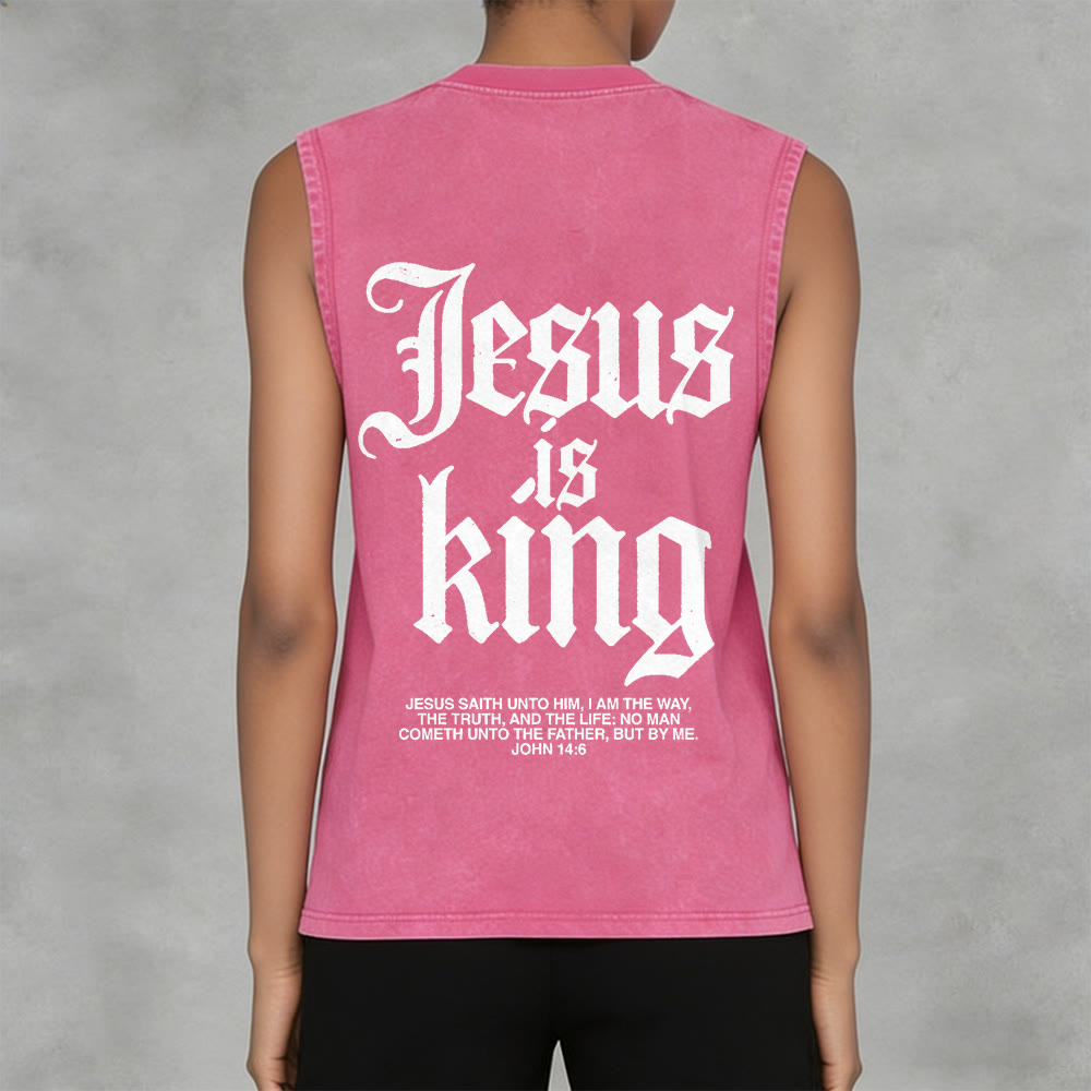 Christianartworkshop Canotta unisex lavata con scritta Jesus Is King Gothic - image 8
