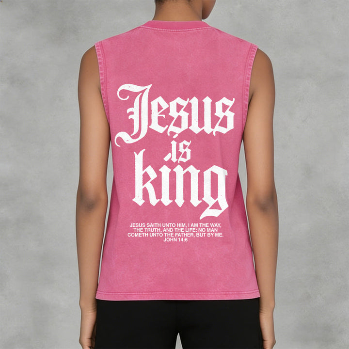 Christianartworkshop Canotta unisex lavata con scritta Jesus Is King Gothic - image 8