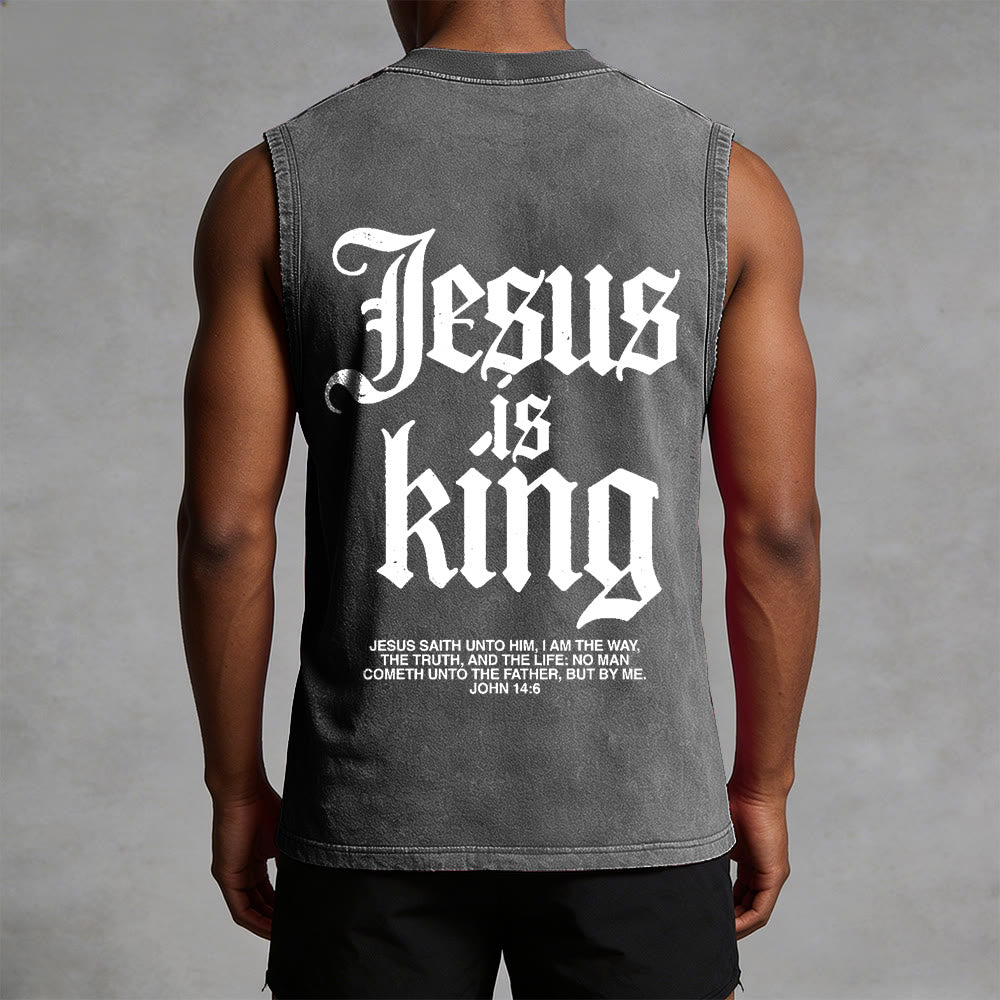 Christianartworkshop Canotta unisex lavata con scritta Jesus Is King Gothic - image 10
