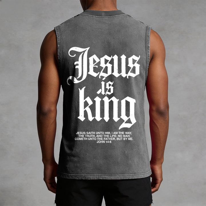 Christianartworkshop Canotta unisex lavata con scritta Jesus Is King Gothic - image 10