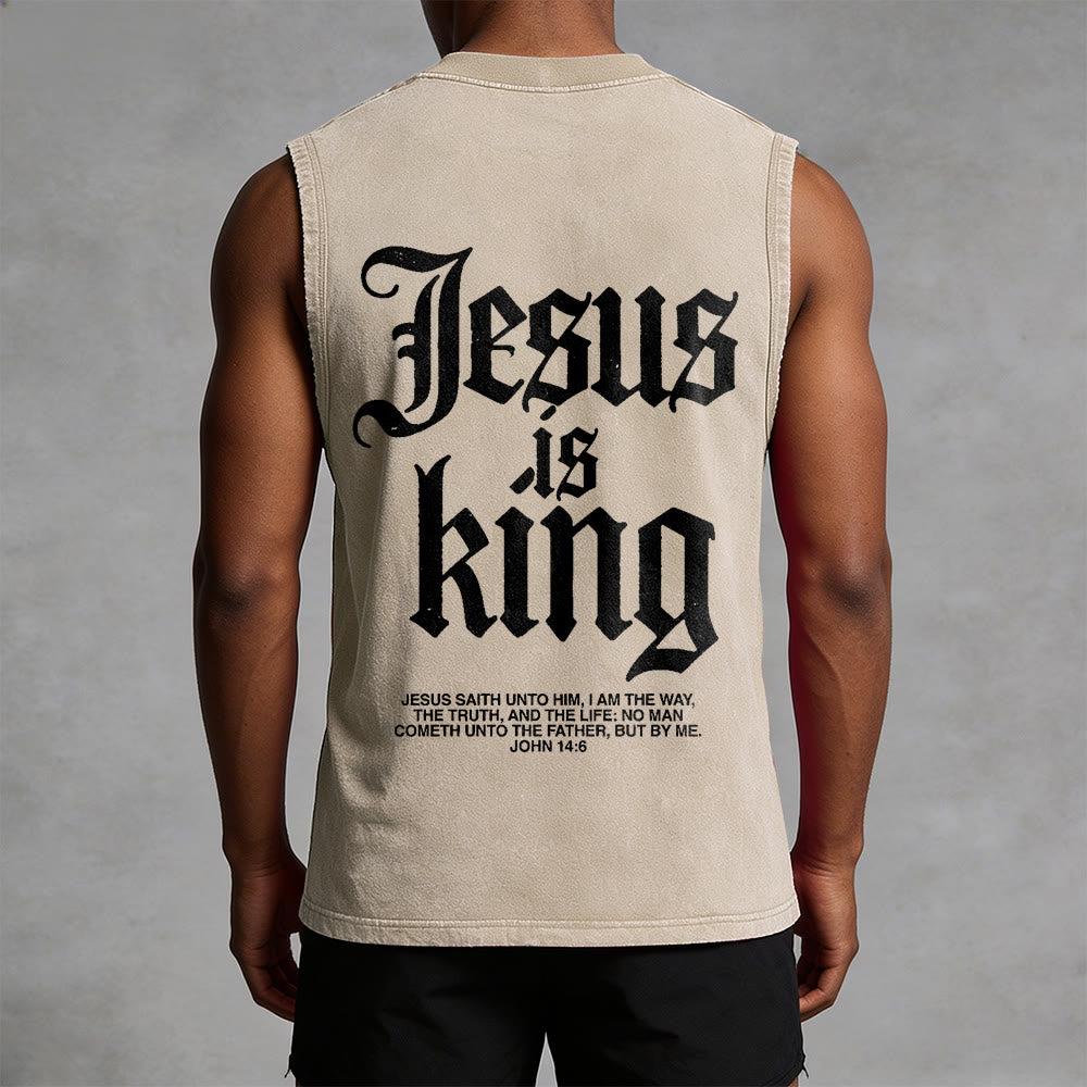 Christianartworkshop Canotta unisex lavata con scritta Jesus Is King Gothic - image 4