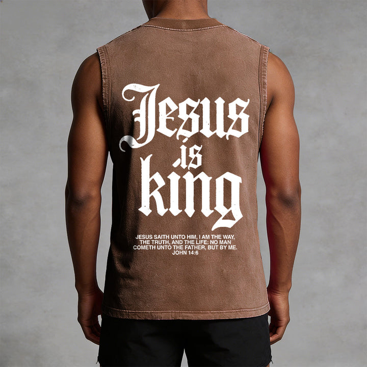 Christianartworkshop Canotta unisex lavata con scritta Jesus Is King Gothic - image 13