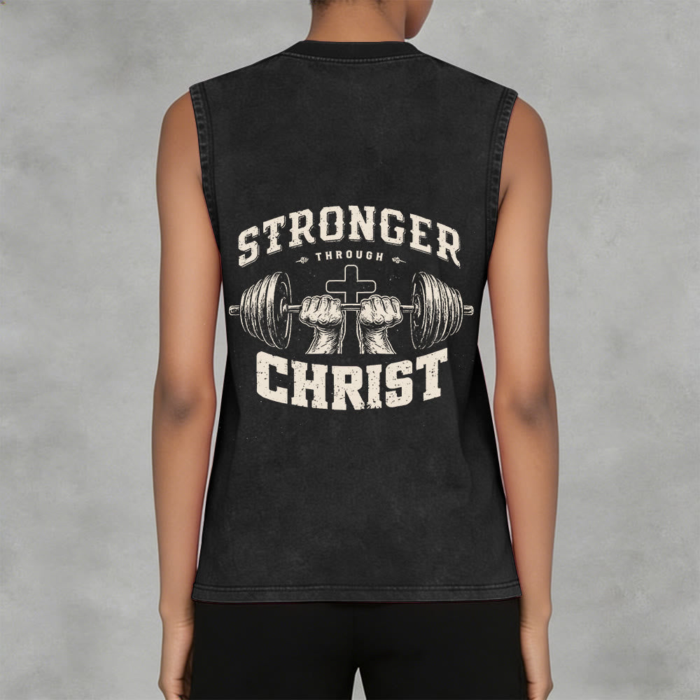 Christianartworkshop Canotta unisex lavata con croce a bilanciere "Stronger Through Christ" - image 8